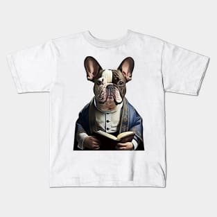 Reverend French Bulldog Pastor Frenchie Kids T-Shirt